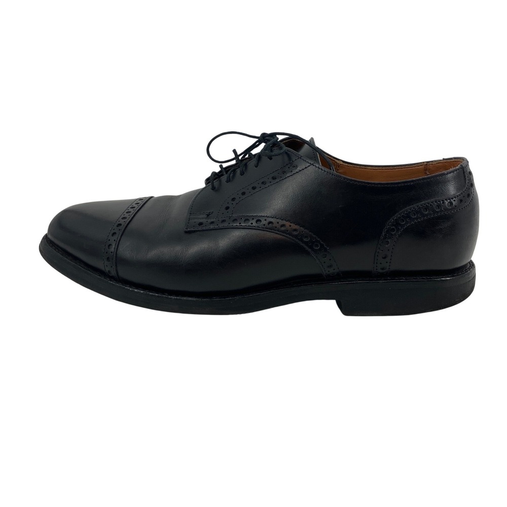 Allen‎ Edmonds Sanford Cap Toe Derby Mens 9 C Black Excellent Semi-Brogue 3408
